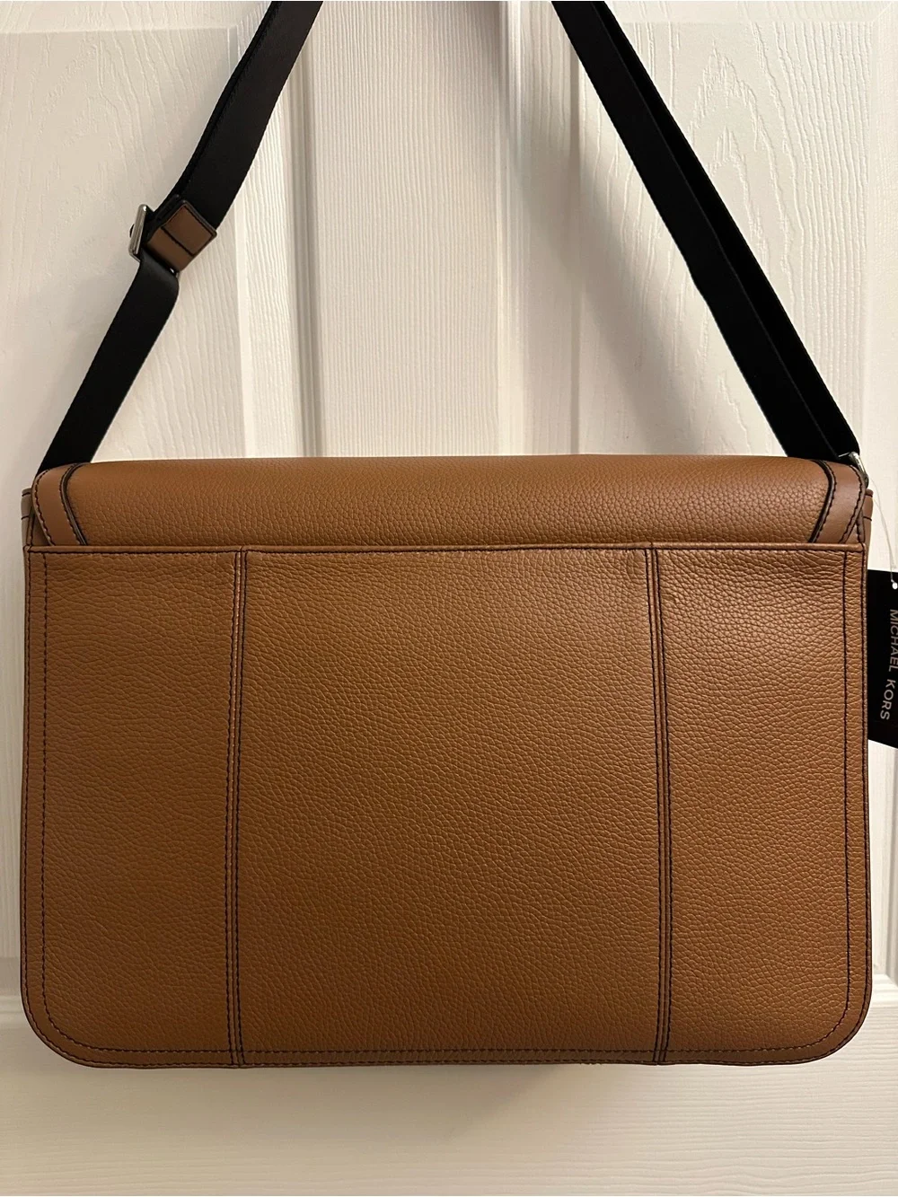 Michael Kors Brown Pebbled Leather Messenger Bag with Black Strap